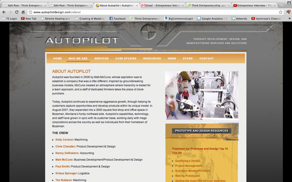 Entrepreneur Interview with Matt McCune, Founder of Autopilot, Inc. about Product Design and Manufacturing