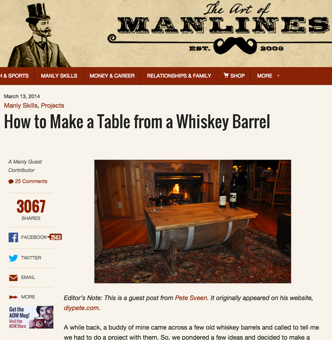 DIY PETE Whiskey barrel table