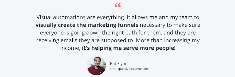 Pat Flynn quote about ConvertKit email marketing funnels