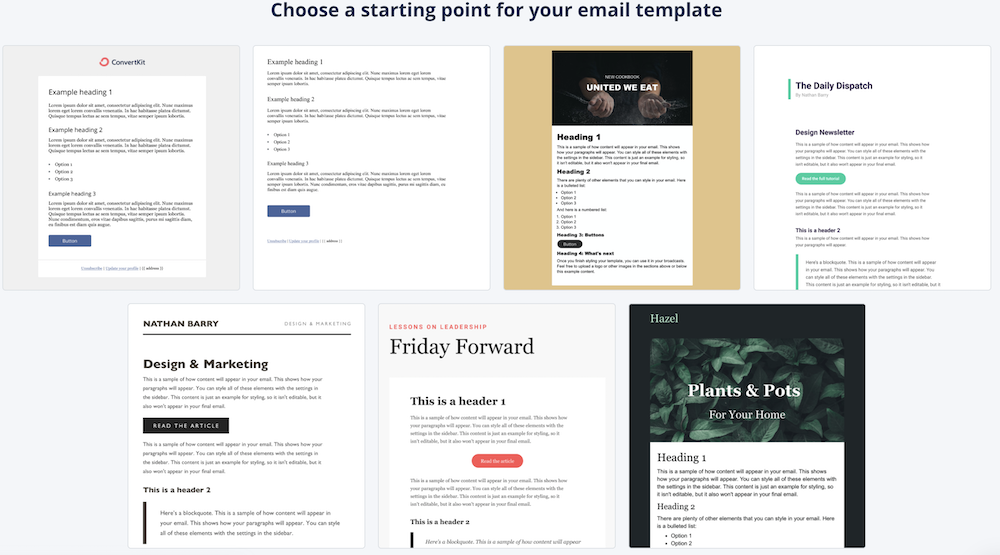 ConvertKit email templates